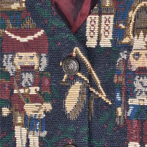 Nutcracker Ballet Tapestry Vest Vintage Holiday Christmas Womens XL Red Green - Picture 8 of 9